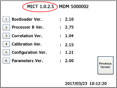 MICT Instrument - Location of Firmware Version